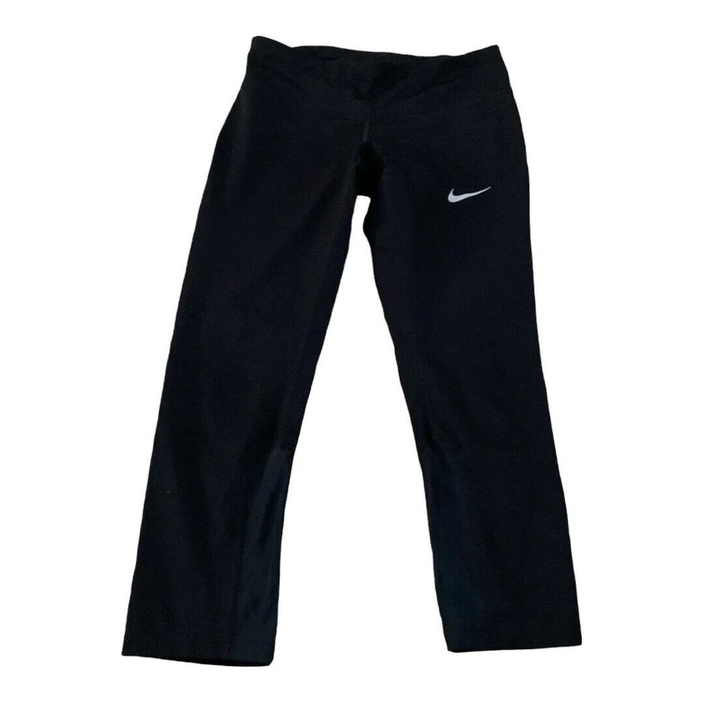 Nike Dri-Fit Womens Capri Running Leggings Size S Small Zip Pocket Black